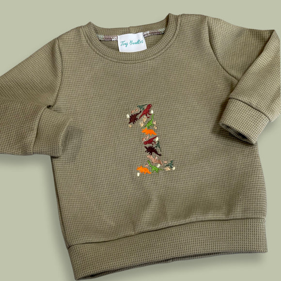 Personalised Dino Birthday Rib Sweater