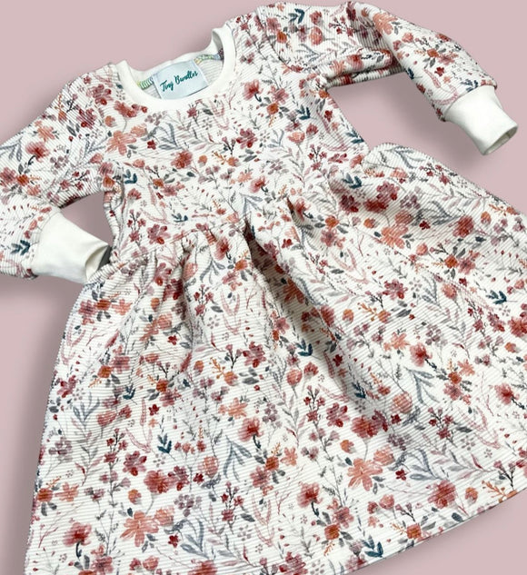 Rib Floral Skirt Dress 3-6m