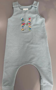 Rib Romper Personalised Dino "H" 12-18m