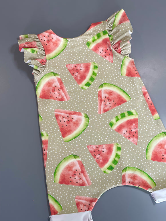Watermelon Ruffle Sleeve Shortie 12-18m